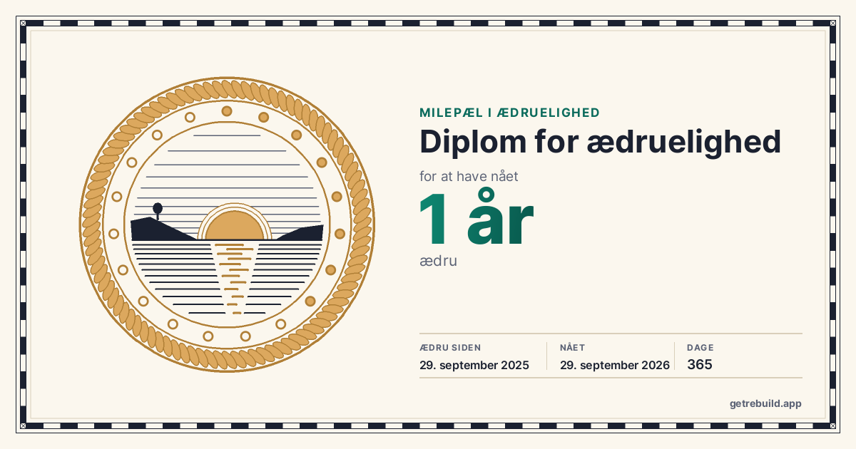 Ædruelighedsdiplom for 1 år