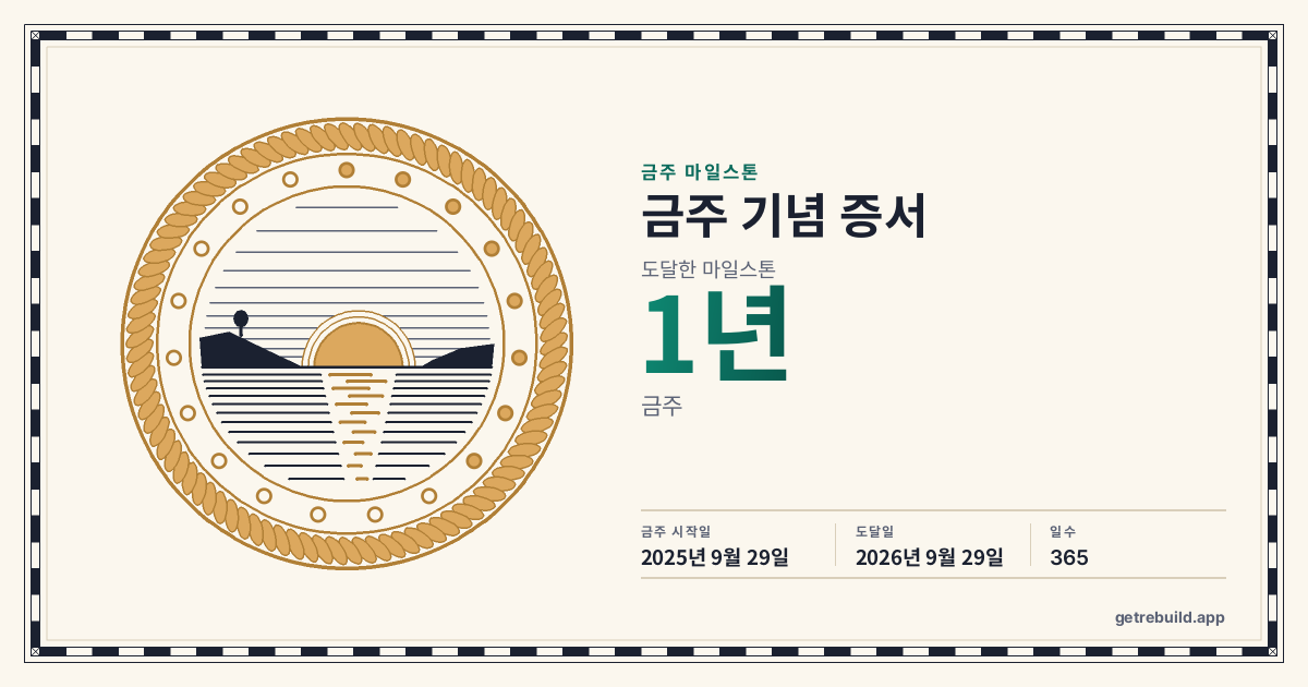 1년 금주 기념 증서