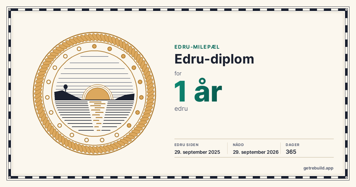 Edru-diplom for 1 år