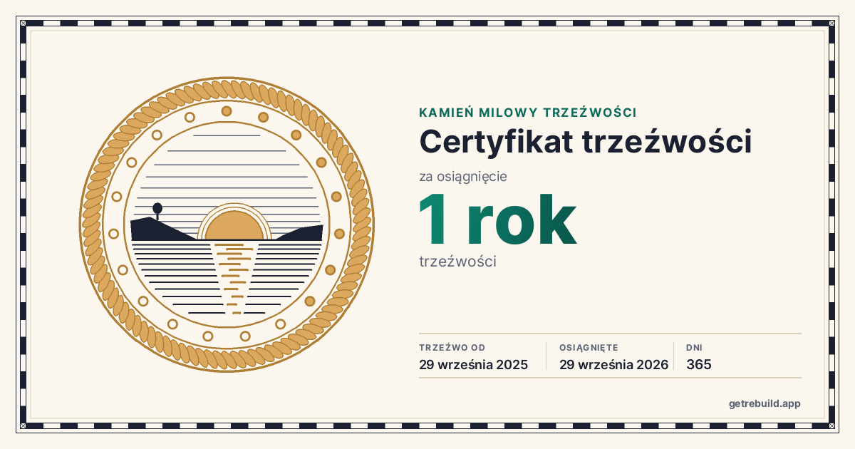 Certyfikat trzeźwości: 1 rok