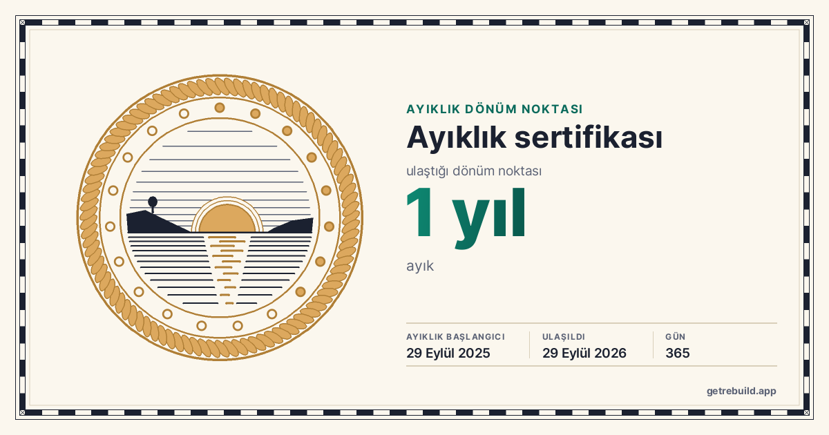 Ayıklık sertifikası: 1 yıl